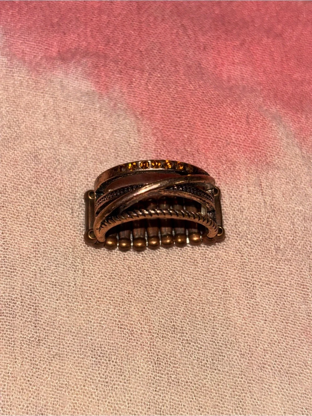 paparazzi Copper-Tone Layered Ring with Amber Stones